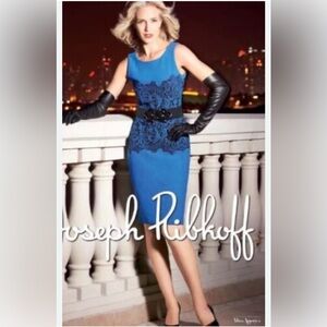 Joseph Ribkoff Blue and Black Embellished Sheath Dress